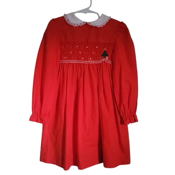 Polly Flinders Other - Polly Flinders Vintage EUC Red Christmas Embroidered Smocked  Dress, Size 6